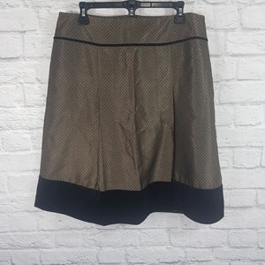 Ann Taylor 100% Silk & Velvet Trim Metalic Geometric Print Skirt